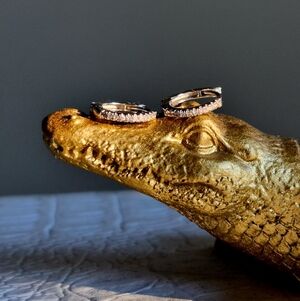 14k Diamond Hoops 10mm